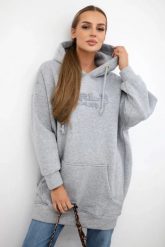Bluza ocieplana z haftowanym napisem oversize szara. Szare bluzy KESI, l, bez wzorów, z bawełny, bez ramiączek, bez kaptura. Za 238.37 zł.