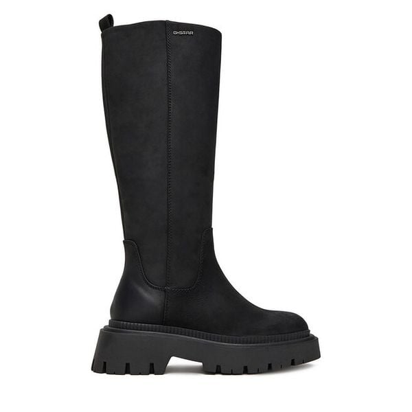 Kozaki G-Star Raw. Czarne kozaki G-Star Raw, bez wzorów, retro, bez obcasa, na płaskiej podeszwie, bez zapięcia. Za 649.99 zł.