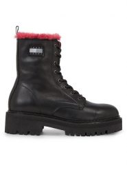 Tommy Jeans Botki Tjw W Urban Boot Smooth Ltr Wl EN0EN02402 Czarny. Czarne botki Tommy Jeans, bez wzorów, z jeansu, bez obcasa, na płaskiej podeszwie, bez zapięcia. Za 449.99 zł.