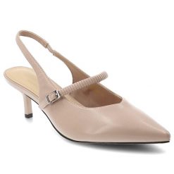 Czółenka damskie S.Barski, cholewka ze skóry naturalnej licowej elegancki fason slingback smukły obcas, beżowe, CR61-3046. Brązowe czółenka S.BARSKI, bez wzorów, ze skóry, eleganckie, bez obcasa, na obcasie, bez zapięcia. Za 239.00 zł.
