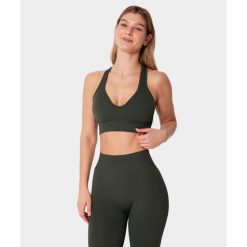 Biustonosz bezszwowy Carpatree Élite zielony. Zielone biustonosze sportowe Carpatree, bez wzorów, na jogę i pilates. Za 159.99 zł.