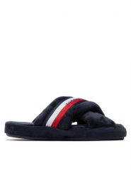 Tommy Hilfiger Kapcie Comfy Home Slippers With Straps FW0FW06587 Granatowy. Niebieskie kapcie Tommy Hilfiger, bez wzorów, z materiału. Za 199.99 zł.