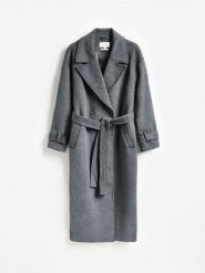 Płaszcz z dodatkiem wełny - szary. Szare płaszcze Reserved, l, bez wzorów, z tkaniny, bez kaptura. Za 599.99 zł.