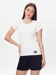 Tommy Hilfiger T-Shirt UW0UW04397 Écru Regular Fit. T-shirty Tommy Hilfiger, m, bez wzorów, z bawełny, bez kołnierzyka, bez ramiączek. Za 129.99 zł.
