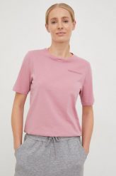 Peak Performance t-shirt bawełniany kolor różowy. Czerwone t-shirty Peak Performance, l, z aplikacjami, z bawełny, bez kołnierzyka, bez ramiączek. W wyprzedaży za 138.99 zł.