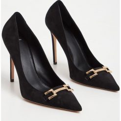 Szpilki ELISABETTA FRANCHI. Czarne szpilki Elisabetta Franchi, bez wzorów, ze skóry, bez obcasa, na szpilce, bez zapięcia. Za 2,159.00 zł.