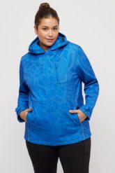 Damskie Kurtka Softshell HYPRAR modne cętki hydrofonowa oddychająca. Niebieskie kurtki przejściowe sportowe Ulla Popken, plus size, bez wzorów, z elastanu, z kapturem. Za 599.99 zł.