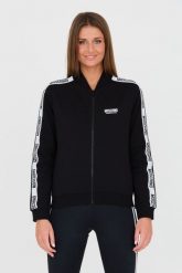 MOSCHINO Czarna bluza z lampasami. Czarne bluzy MOSCHINO, s, bez wzorów, bez kaptura. W wyprzedaży za 699.99 zł.