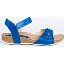 Sandały na korku - skóra naturalna - model 343 - kolor niebieski lico (39). Niebieskie sandały Zapato, bez wzorów, z jeansu, boho, bez obcasa, na płaskiej podeszwie, bez zapięcia. W wyprzedaży za 269.10 zł.