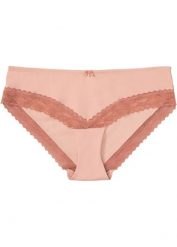 Figi panty z poliamidu z recyklingu. Czerwone figi bonprix, z aplikacjami, z koronki. Za 24.99 zł.