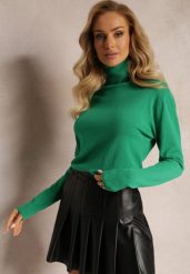Zielony Sweter Golf o Dopasowanym Fasonie z Wiskozą Nalexa. Zielone swetry Renee, l, bez wzorów, z dzianiny, klasyczne, bez ramiączek. W wyprzedaży za 51.99 zł.