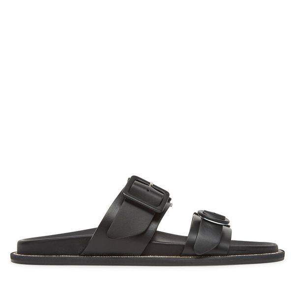 Klapki Pollini. Czarne klapki Pollini, bez wzorów, bez obcasa, bez zapięcia. Za 979.99 zł.