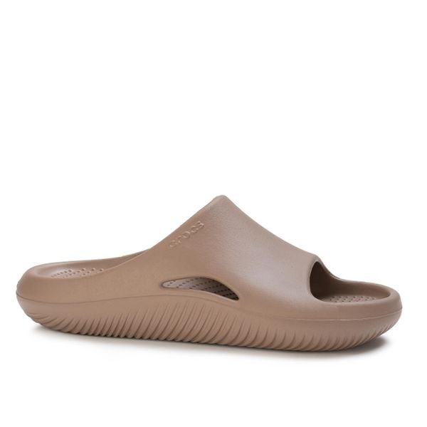 Klapki sportowe Crocs MELLOW RECOVERY SLIDE. Brązowe klapki Crocs, bez wzorów, z materiału, sportowe, bez obcasa, bez zapięcia. Za 159.00 zł.