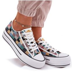 Wzorzyste Trampki Damskie Na Platformie Lee Cooper LCW-25-31-3441L Multikolor beżowy. Brązowe trampki bez wzorów, z materiału, eleganckie, bez zapięcia. Za 197.76 zł.