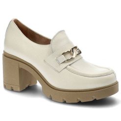 Białe Półbuty Lemar Wygodne Skórzane Buty. Białe półbuty wsuwane Lemar, bez wzorów, ze skóry, eleganckie, bez obcasa, na obcasie. Za 314.99 zł.