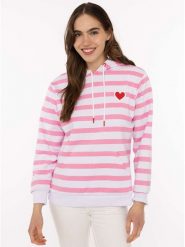 Zwillingsherz Bluza w kolorze biało-różowym rozmiar: L/XL. Białe bluzy Zwillingsherz, l, bez wzorów, bez ramiączek, z kapturem. Za 210.81 zł.