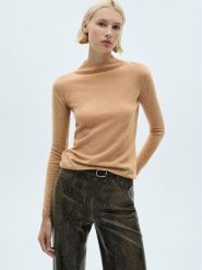 Mango Sweter Bulma 77027668 Beżowy Slim Fit. Brązowe swetry Mango, s, bez wzorów, z syntetyku, bez ramiączek. Za 45.99 zł.