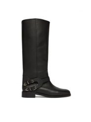 PINKO Oficerki Cheval 02 SD0635P001 Czarny. Czarne kozaki Pinko, bez wzorów, ze skóry, bez obcasa, na płaskiej podeszwie, bez zapięcia. Za 1,829.00 zł.