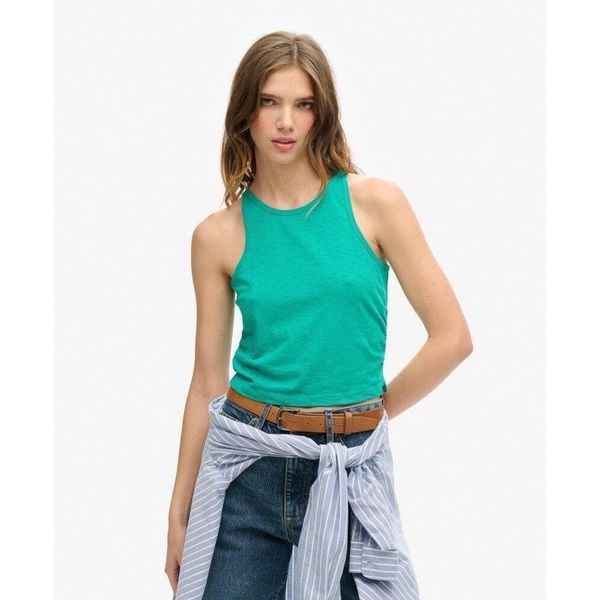 Top marszczony. Zielone bielizna termoaktywna damska Superdry, bez wzorów, bez ramiączek. W wyprzedaży za 103.10 zł.