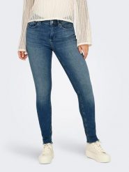 ONLY Dżinsy - Skinny fit - w kolorze granatowym rozmiar: XS/L30. Niebieskie jeansy ONLY, l, z aplikacjami, ze skóry, klasyczne, z podwyższonym stanem. Za 70.90 zł.