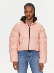 Calvin Klein Jeans Kurtka puchowa J20J221649 Różowy Cropped Fit. Czerwone kurtki Calvin Klein Jeans, na zimę, l, bez wzorów, z jeansu, bez kaptura. Za 479.99 zł.