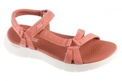 Sandały damskie, Go Walk Flex Sandal - Sublime. Fioletowe sandały Skechers, bez wzorów, z materiału, sportowe, bez obcasa, bez zapięcia. Za 209.99 zł.