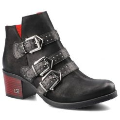 Czarne Botki Damskie Carinii Stylowe Buty Jesienne. Czarne botki Carinii, bez wzorów, ze skóry, eleganckie, bez obcasa, na obcasie, bez zapięcia. Za 309.00 zł.