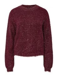 Pieces Sweter "Mie" w kolorze bordowym rozmiar: L. Czerwone swetry Pieces, l, bez wzorów, bez ramiączek. Za 130.99 zł.