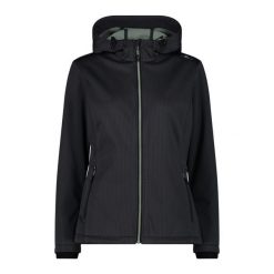 Kurtka damska turystyczna CMP 34A3096. Czarne kurtki przejściowe sportowe CMP, s, bez wzorów, z softshellu, bez kaptura. Za 380.00 zł.