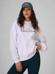 4F Bluza dresowa loose z kapturem damska - biała XS. Białe bluzy z kapturem 4f, l, bez wzorów, z dresówki, z kapturem. Za 169.99 zł.