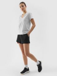 4F Spodenki dresowe damskie - czarne XXL. Czarne szorty 4f, bez wzorów, z bawełny, sportowe. W wyprzedaży za 39.99 zł.