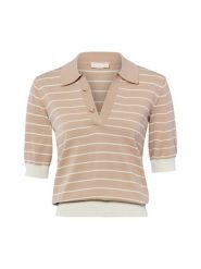 Liu Jo Collection koszulka z dzianiny Kobiety Sztuczne włókno brązowy|biały, XS. Białe t-shirty sportowe Liu Jo Collection, xs, bez wzorów, z dzianiny, bez ramiączek. Za 379.95 zł.