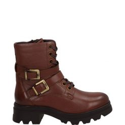 SKÓRZANE BOTKI SV-76 CUOIO. Botki Venezia, bez wzorów, ze skóry, bez obcasa, bez zapięcia. Za 229.00 zł.