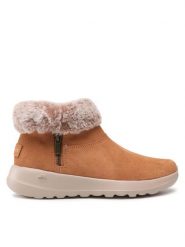 Skechers Botki Go Joy 144003/CSNT Brązowy. Brązowe botki Skechers, bez wzorów, ze skóry, bez obcasa, na płaskiej podeszwie, bez zapięcia. Za 219.99 zł.