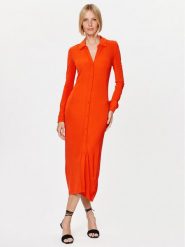 Calvin Klein Sukienka koszulowa K20K205760 Pomarańczowy Regular Fit. Brązowe sukienki Calvin Klein, xxs, bez wzorów, z wiskozy, bez kołnierzyka, bez ramiączek, koszulowe. Za 569.99 zł.