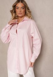Jasnoróżowa Bawełniana Długa Koszula z Regulacją przy Rękawach Dorivelle. Czerwone koszule Renee, l, bez wzorów, z bawełny, eleganckie, bez kołnierzyka, bez ramiączek. W wyprzedaży za 59.49 zł.