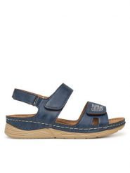 Clara Barson Sandały WFA3741-1 Granatowy. Niebieskie sandały Clara Barson, bez wzorów, z materiału, bez obcasa, na płaskiej podeszwie, bez zapięcia. Za 99.99 zł.