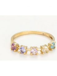 DIAMANTA Złoty pierścionek "Pépites Multicolores" z ametystem, topazem i tranzanitem rozmiar: 54. Żółte pierścionki DIAMANTA, z ametystem, złote. Za 721.37 zł.