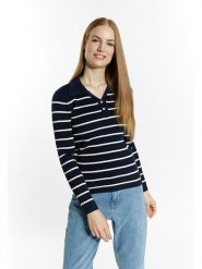 DreiMaster Sweter w kolorze granatowo-białym rozmiar: M/L. Białe swetry Dreimaster, l, bez wzorów, prążkowane, bez ramiączek. Za 158.47 zł.