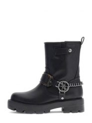 Guess Kozaki 184525 Czarny. Czarne kozaki Guess, z aplikacjami, bez obcasa, na słupku, bez zapięcia. Za 674.99 zł.