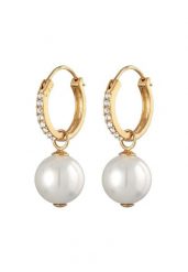 Elli Damski kreole mieniące się perły z rdzeniem muszli i kryształy w srebro 925 Sterling Silver pozłacane Kolczyki 1 ct. Szare kolczyki Elli, z perłą, pozłacane. Za 279.64 zł.