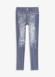Ocieplane legginsy z miękką spodnią stroną. Niebieskie legginsy bonprix, bez wzorów. Za 52.99 zł.