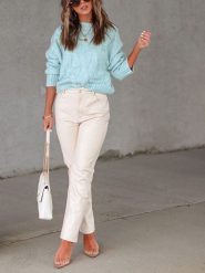 LA Angels Sweter w kolorze błękitnym rozmiar: XL. Niebieskie swetry LA Angels, xl, bez wzorów, ze splotem, bez ramiączek. Za 165.99 zł.