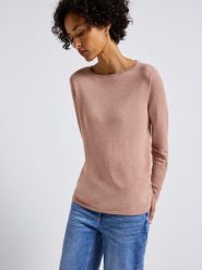 Street One Sweter z dzianiny Kobiety drobna dzianina różowy|pomarańczowy, 46. Brązowe swetry Street One, na jesień, bez wzorów, z bawełny, street, bez ramiączek. Za 169.95 zł.