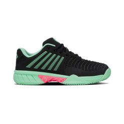 Damskie buty do tenisa K-swiss. Czarne buty treningowe K-SWISS, bez wzorów, z materiału, bez zapięcia, tenisowe. Za 199.00 zł.