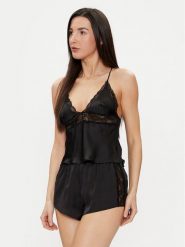 Hunkemöller Koszulka piżamowa Marcela 205066 Czarny Regular Fit. Czarne koszule nocne Hunkemöller, xl, bez wzorów, z syntetyku, bez ramiączek. Za 89.99 zł.