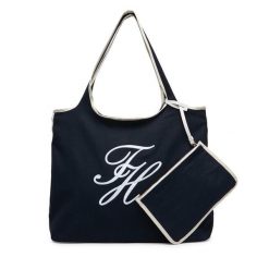 Torebka Tommy Hilfiger. Niebieskie shopper bag Tommy Hilfiger, bez wzorów, bez dodatków. Za 409.99 zł.