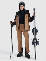 4F Spodnie narciarskie softshell membrana 10000 damskie - brązowe S. Brązowe spodnie narciarskie 4f, bez wzorów, z materiału, narciarskie. Za 599.99 zł.