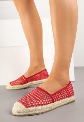 Czerwone Siateczkowe Espadryle Ozdobione Plecionką Telovianna. Czerwone espadryle Born2be, bez wzorów, z jeansu, bez obcasa. W wyprzedaży za 72.24 zł.