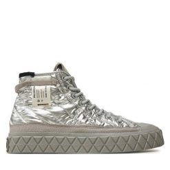 Trapery Palladium. Szare traperki Palladium, bez wzorów, bez obcasa, bez zapięcia. Za 499.99 zł.
